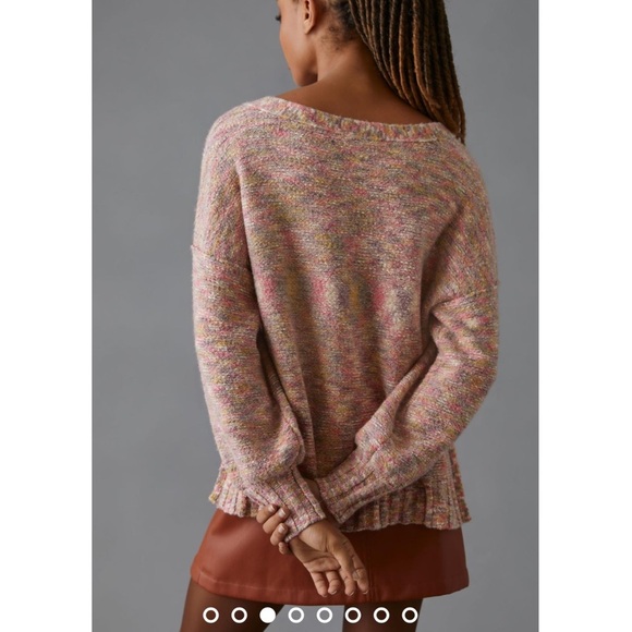 Anthropologie Pilcro Deep-V Neck Sweater Oversized XXS ANTHRO New Space Dyed NWT - Picture 4 of 12
